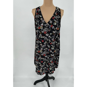 OLD NAVY Dress Black Size‎ Large Floral Casual Mini V Neck Keyhole Sleeveless 66